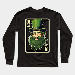 Leprechaun Shamrock Card St Paddys Day Festival Long Sleeve T-Shirt